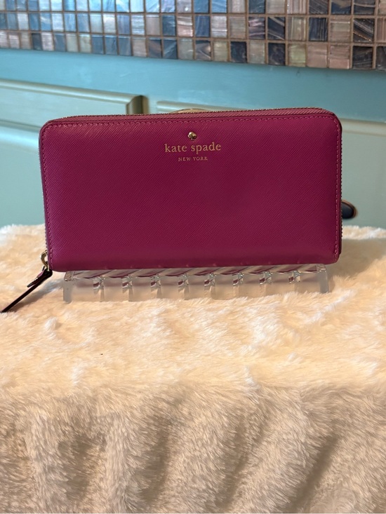 kate spade Handbags - kate spade Magenta Zip-Around Saffiano Leather Wallet with Gold Logo